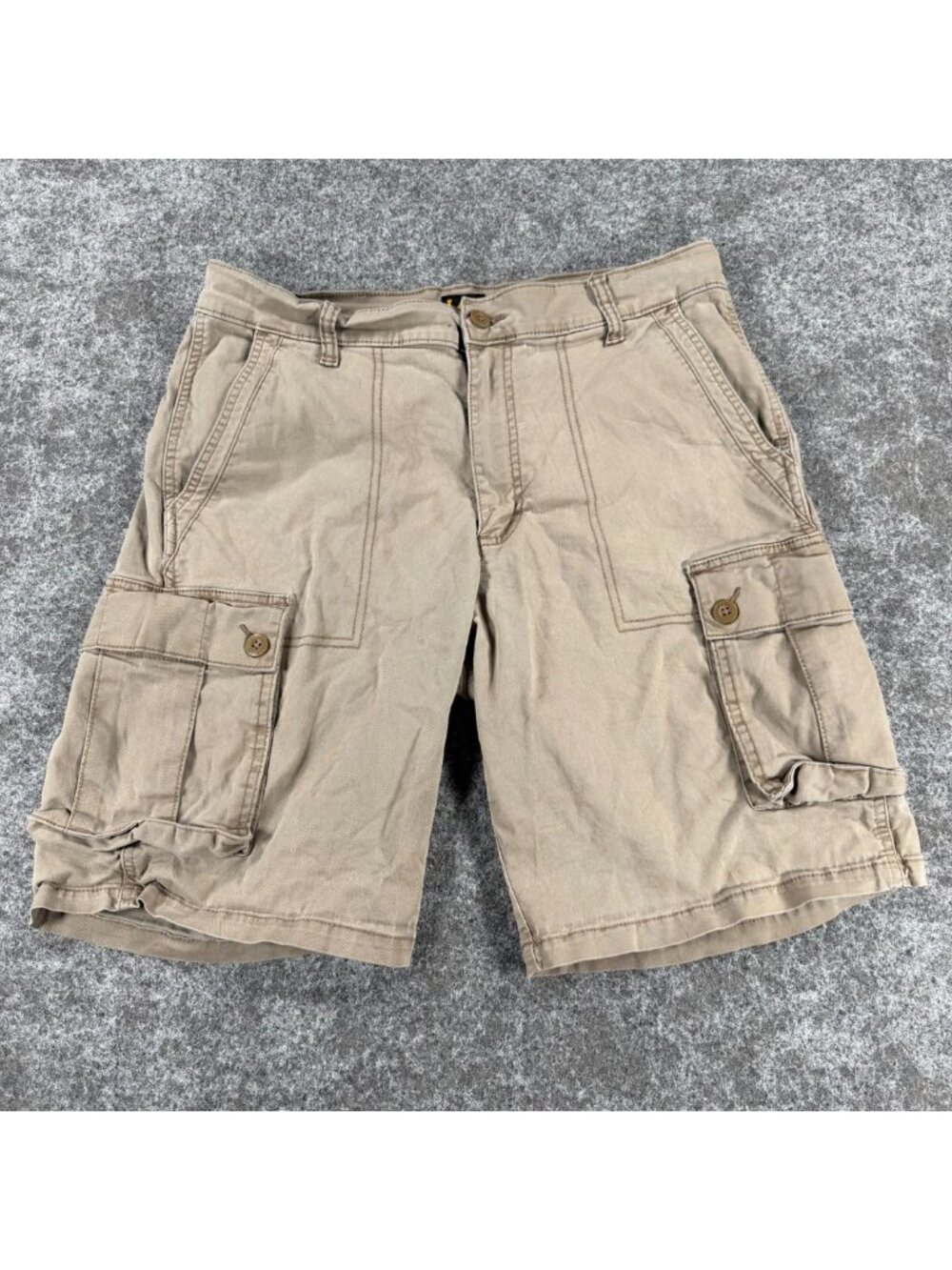 Lee West Cargo Shorts Mens 33 Beige Cotton Stretch Relaxed Fit Utility Pocket